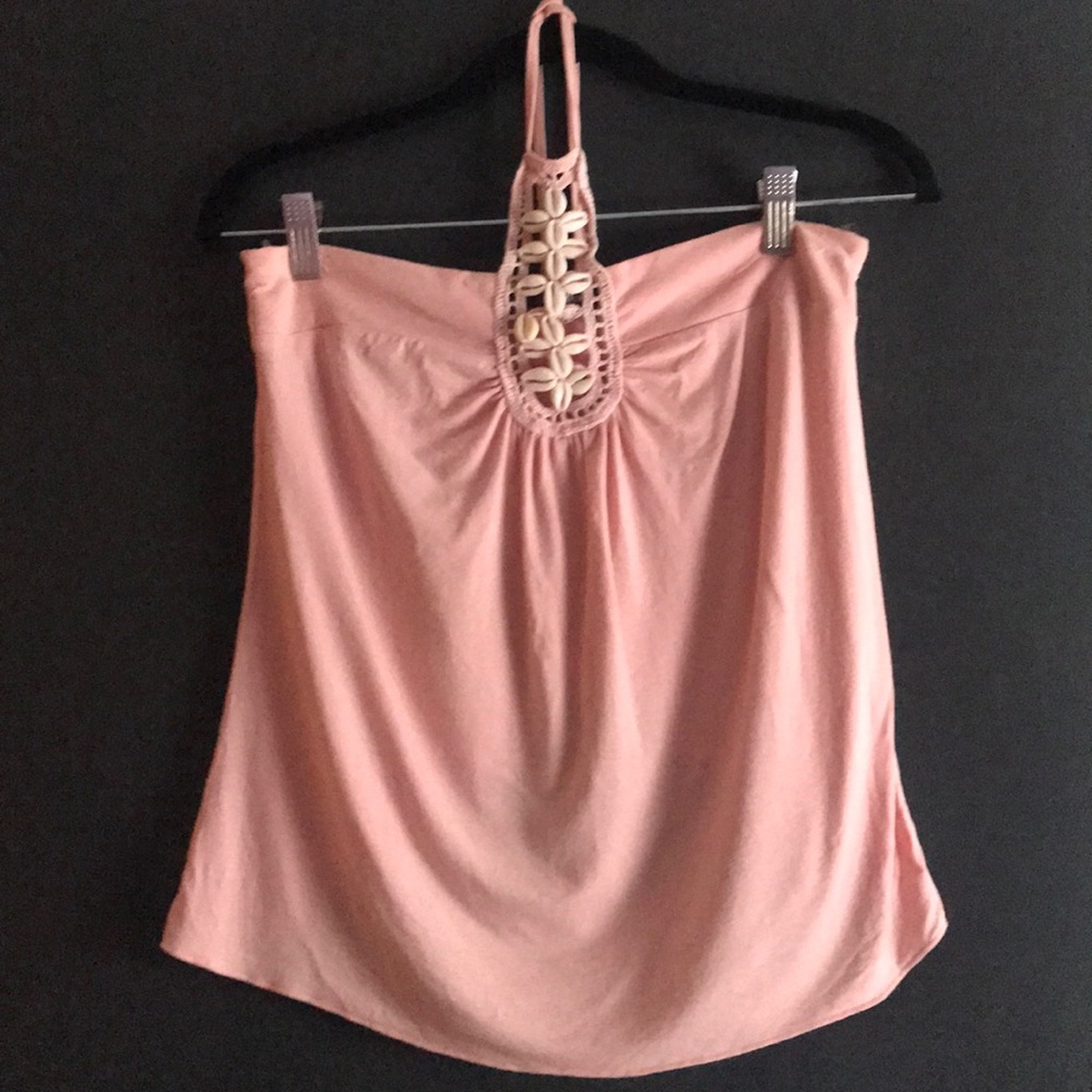 MORGAN DE TOI Sleeveless Top with Real Puka Shells